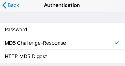 iPhone / iPod Touch iOS12 - Step 8 - Set Authentication Type