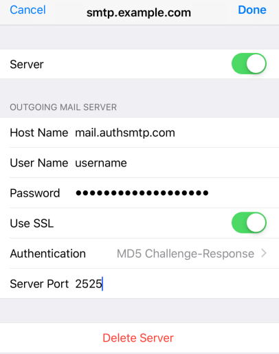 iPhone / iPod Touch iOS12 - Step 9 - Go back to the main Settings page and the setup of the authenticated outgoing email relay service is complete