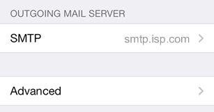 iPad iOS9 - Step 5 - Scroll down to Outgoing Mail Server and click SMTP