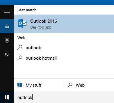 Outlook 2016 - Step 1 - Open Outlook 2016 - Click on icon