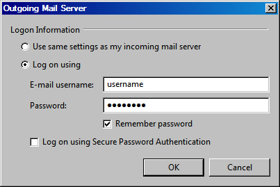 Vista Mail v6 - Step 5 - Enter your AuthSMTP username and password