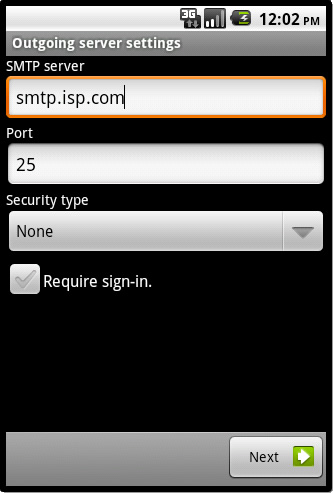 Android - Step 6 - Note down current SMTP settings
