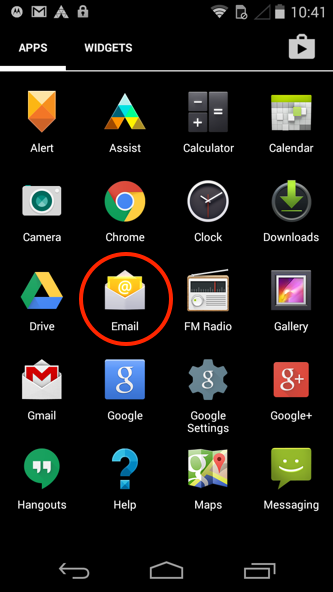 Android - Step 1 - Open the email app