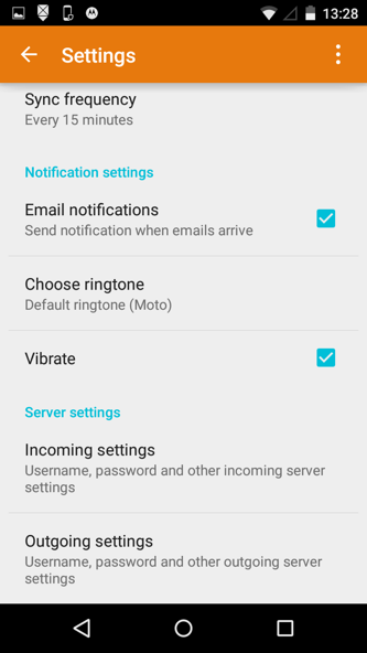Android - Step 5 - Scroll down to Outgoing Settings