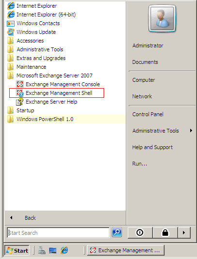 Exchange 2007 - Disable Opportunistic TLS - Step 1 - Open Exchange Management Shell