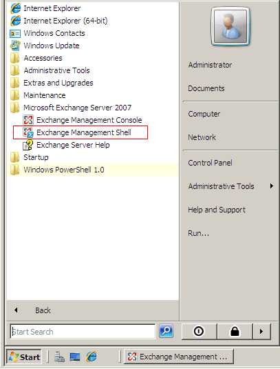 Exchange 2007 - Change SMTP Port - Step 1 - To Setup AuthSMTP open Exchange Management Shell