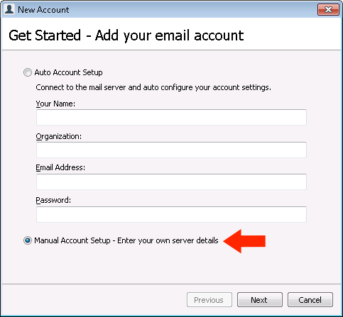 GroupMail 6 - Step 3 - Select Manual Setup