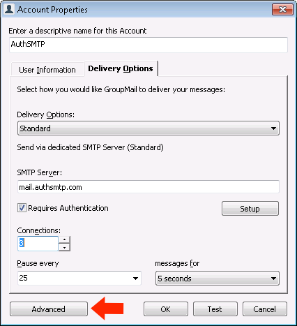 GroupMail 6 - Step 7 - Change SMTP Port