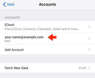 iPhone / iPod Touch iOS10 - Step 4 - Choose Account