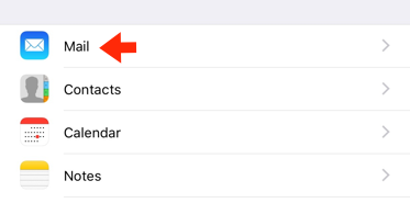 iPhone / iPod Touch iOS11 - Step 2 - Click 'Mail'