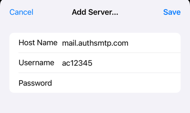 iPhone / iPad iOS18 - Step 8 - Enter SMTP Settings