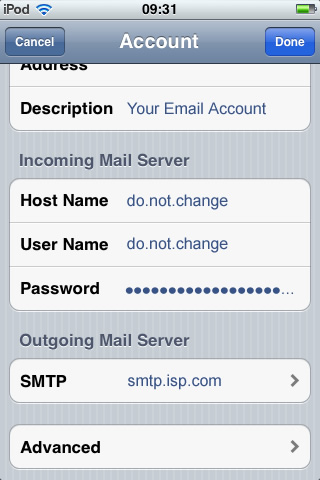 iPhone / iPod Touch iOS5 - Step 3 - Scroll down to Outgoing Mail Server and click SMTP