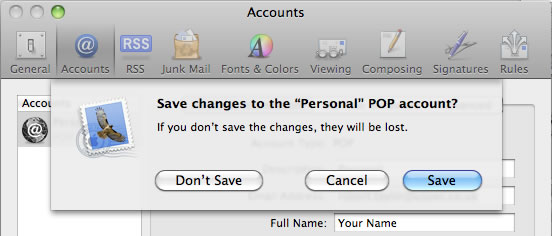 Lion 10.7 - Mac Mail - Step 8 - Save changes to SMTP outgoing mail relay account