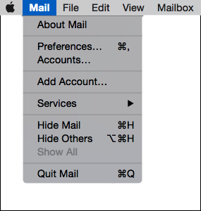 El Capitan 10.11 - Mac Mail - Step 2 - Open Mail menu and click Preferences