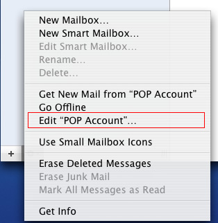 Mac Mail - Step 3 - Click edit POP Account
