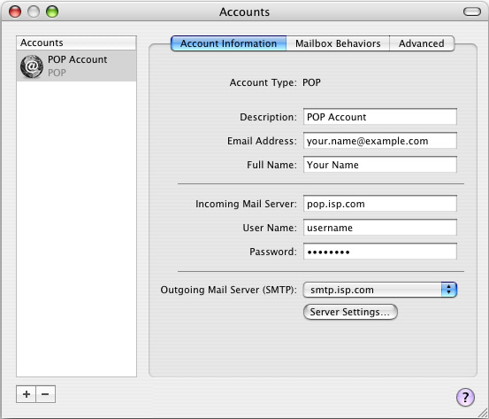 mac mail outgoing server settings