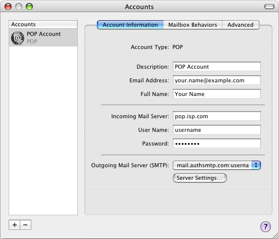 Mac Mail - Step 6 - Close window to complete setup of AuthSMTP outgoing mail relay service