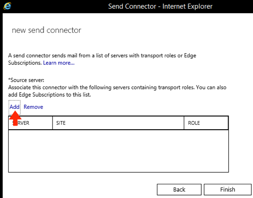 Exchange 2016 Smarthost Setup - Step 11 - Add source server