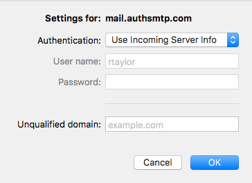 Outlook for Mac v15 - Step 6 - Outgoing SMTP Server Settings