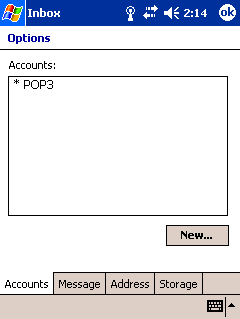 Pocket Outlook - Step 3 - Click on the account you want setup AuthSMTP on