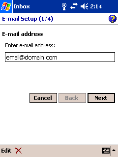 Pocket Outlook - Step 4 - Your email address is already there so click Next