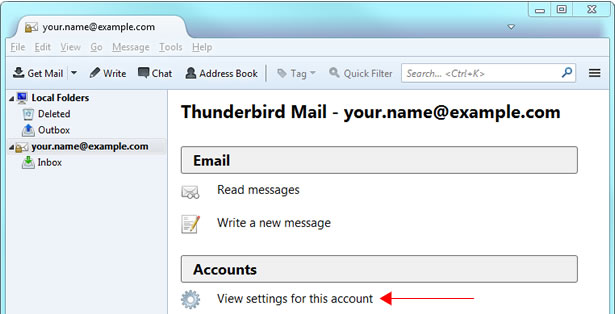Thunderbird v17 - Step 1 - Go the Tools menu and click Accounts Settings