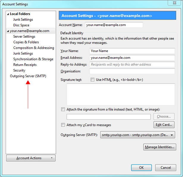 Thunderbird v60 - Step 2 - Click Outgoing Server SMTP and then click Add..