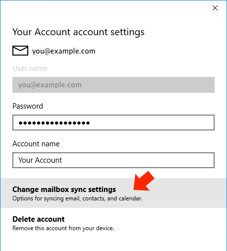 changing password in windows 10 mail